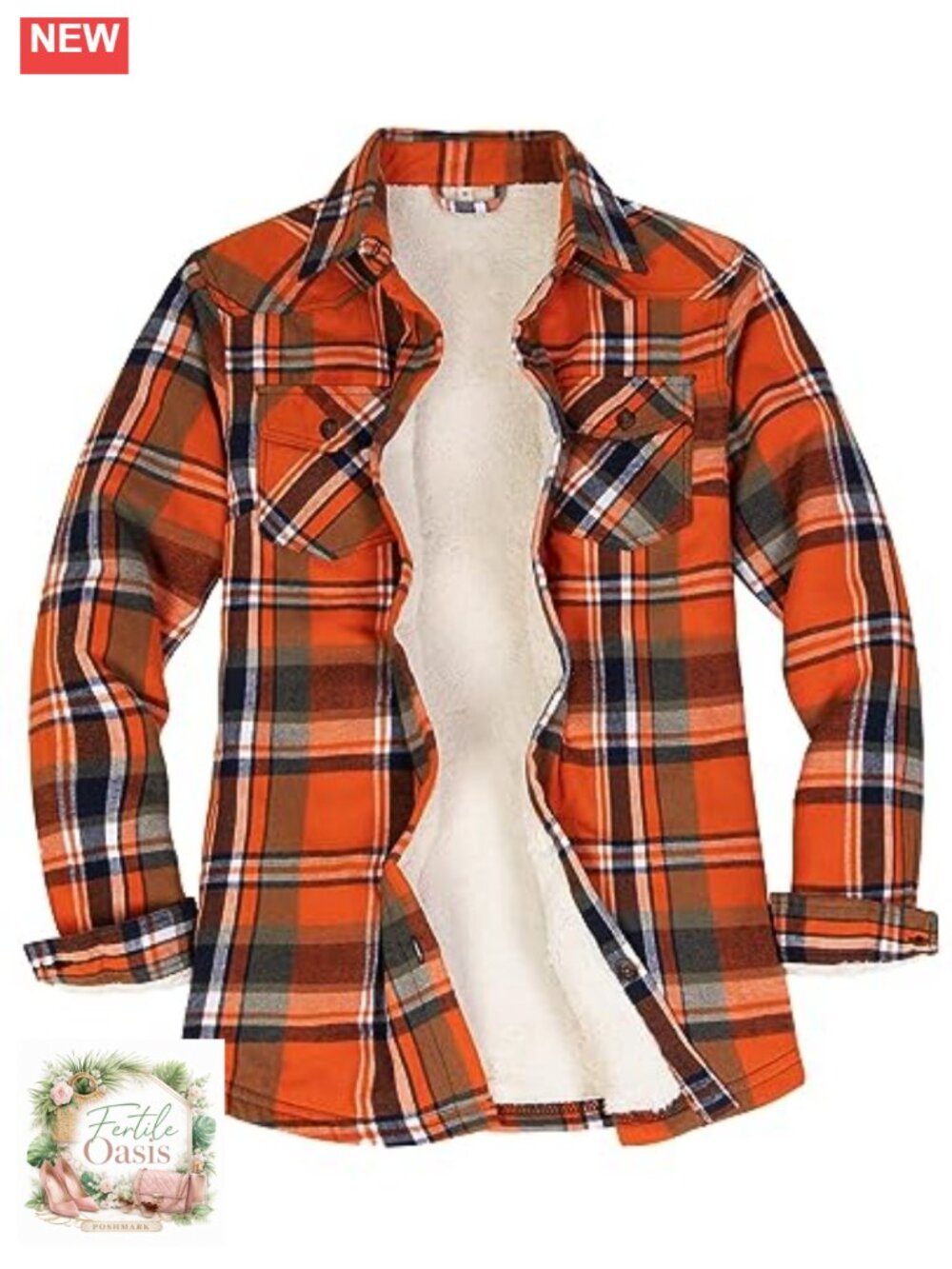 Womens Sherpa Lined Flannel Jacket with Pockets